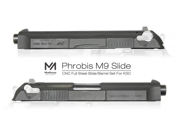 Mafioso Airsoft CNC Steel Phrobis Slide Outer Barrel Set for KSC M9 GBB