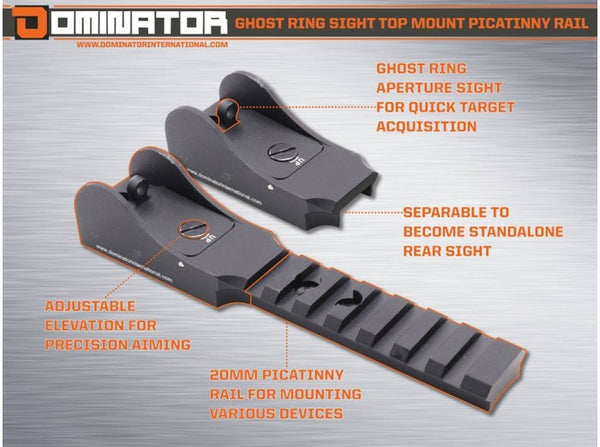 Dominator Ghost Ring Sight Top Mount Picatinny Rail For DM870 Shotgun