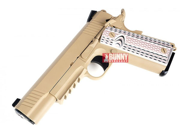 WE - M45A1 Marines CQBP Metal GBB Pistol Airsoft (Tan) (1911)