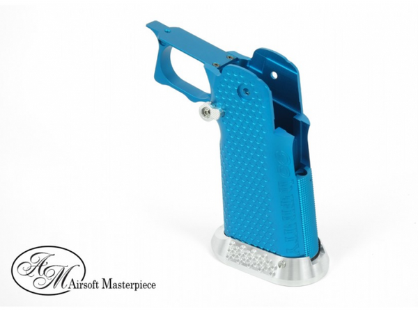 Airsoft Masterpiece Aluminum Grip for Hi-CAPA Type 1 (Blue with Silver)