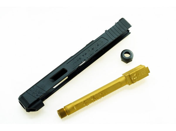 Guns Modify - SA G34 Stainless Steel RMR Slide Gold Threaded Barrel Set for Tokyo Marui G17 GBB