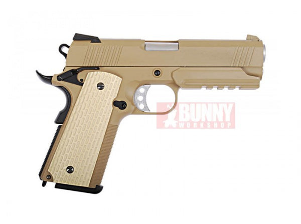 WE Full Metal Desert Warrior Socom 4.3 FDE Airsoft Gas Blowback Pistol (Tan)